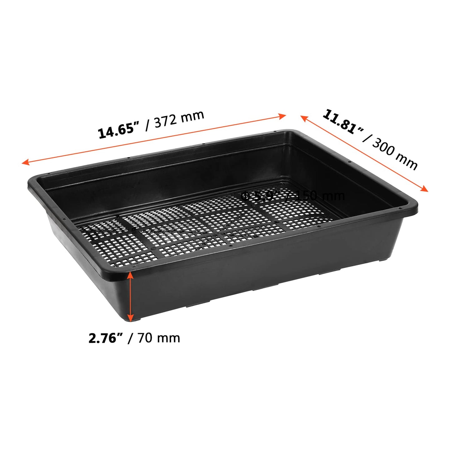 SINJEUN 15 Pack Mesh Bottom Seed Starter Trays, 15 x12 Inch Plastic Plant Tray Mesh Plant Germination Trays for Microgreens, Black