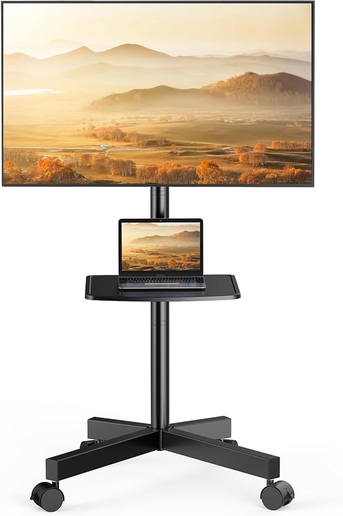 PERLESMITH Rolling TV Stand for 23-63 Inch Flat/Curved Screen TVs up to 88 lbs