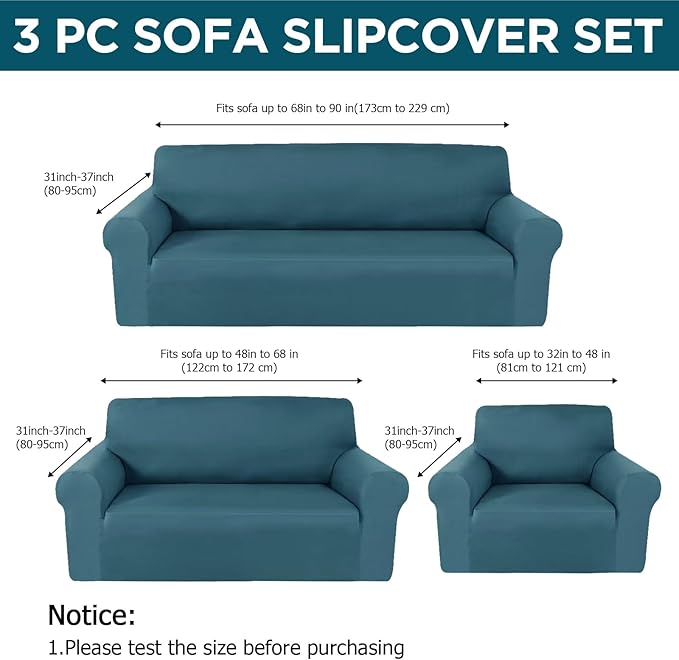 Peryiter 3 Pcs Couch and Loveseat Covers Set Sofa Cover