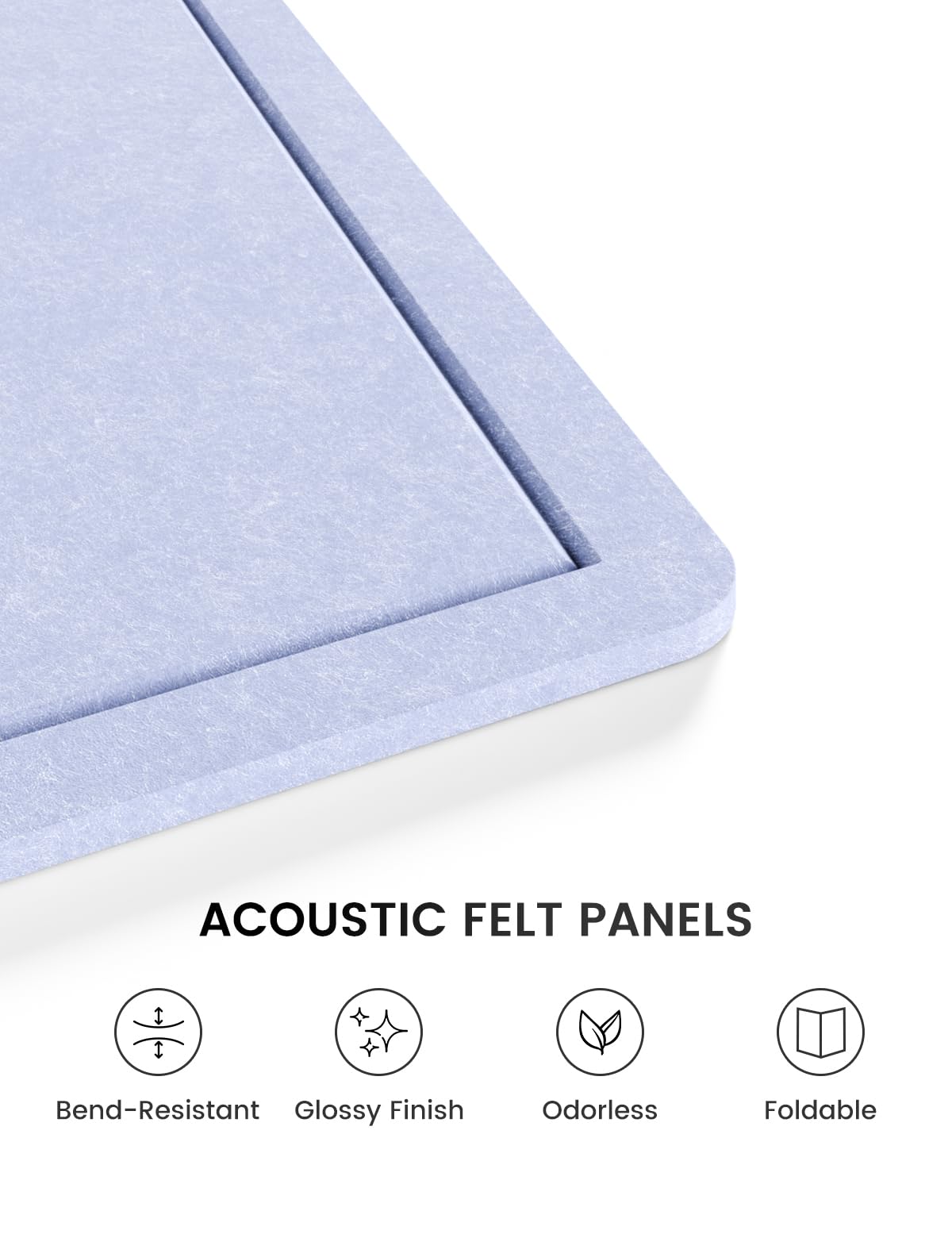 Fluxynara Bulletin Board,35.4" x 23.6" Cork Board Alternative with 12 Safe Removable Adhesive Tabs, Foldable Felt Pin Board for Home Office, Classroom, Bedroom,Entryway for Walls—Soft Periwinkle