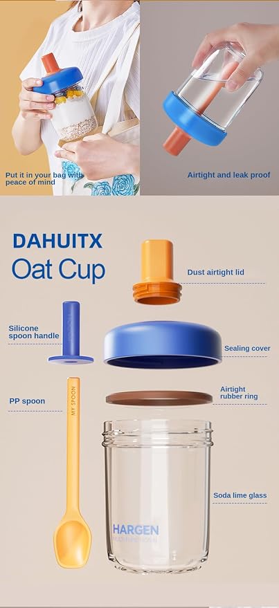 2 Pack Overnight Oats Containers with Lids and Spoons, 13.5 oz Breakfast Yogurt Cup to Go, for Milk, Cereal, Oatmeal (pink+pink)