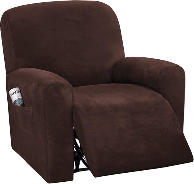 H.VERSAILTEX Velvet Stretch Recliner Couch Covers 4-Pieces Style Recliner Chair