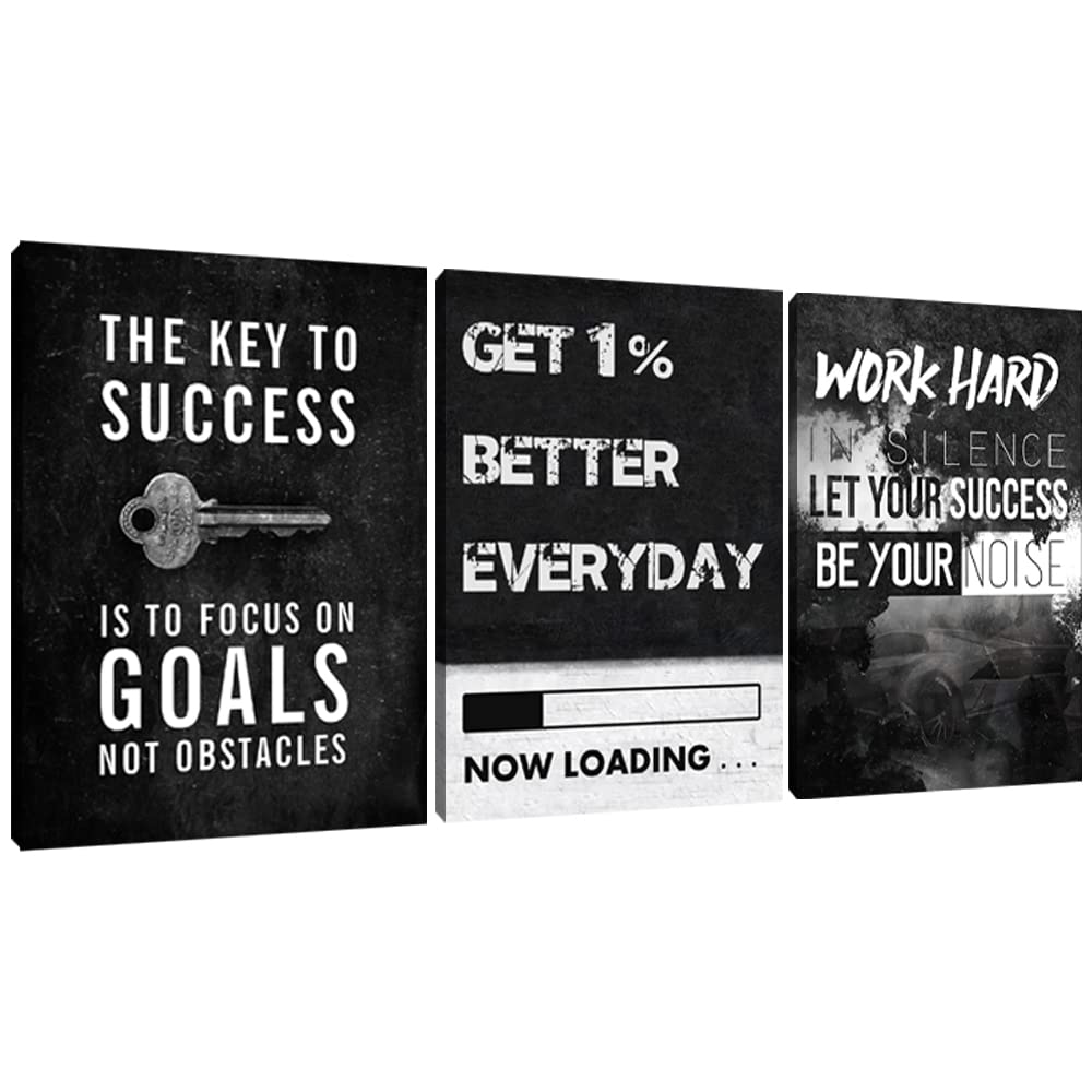 Yetaryy Motivational Poster Inspirational Wall Art 3 Pieces Canvas Painting Lion Artwork for Living Room Office Modern Home Decor Prints Pictures Wall Decor Framed Ready to Hang [36''Wx 16''H]