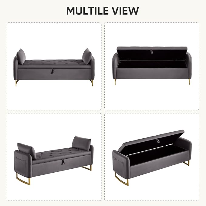 65" End of Bed Storage Bench, Modern Storage Benches