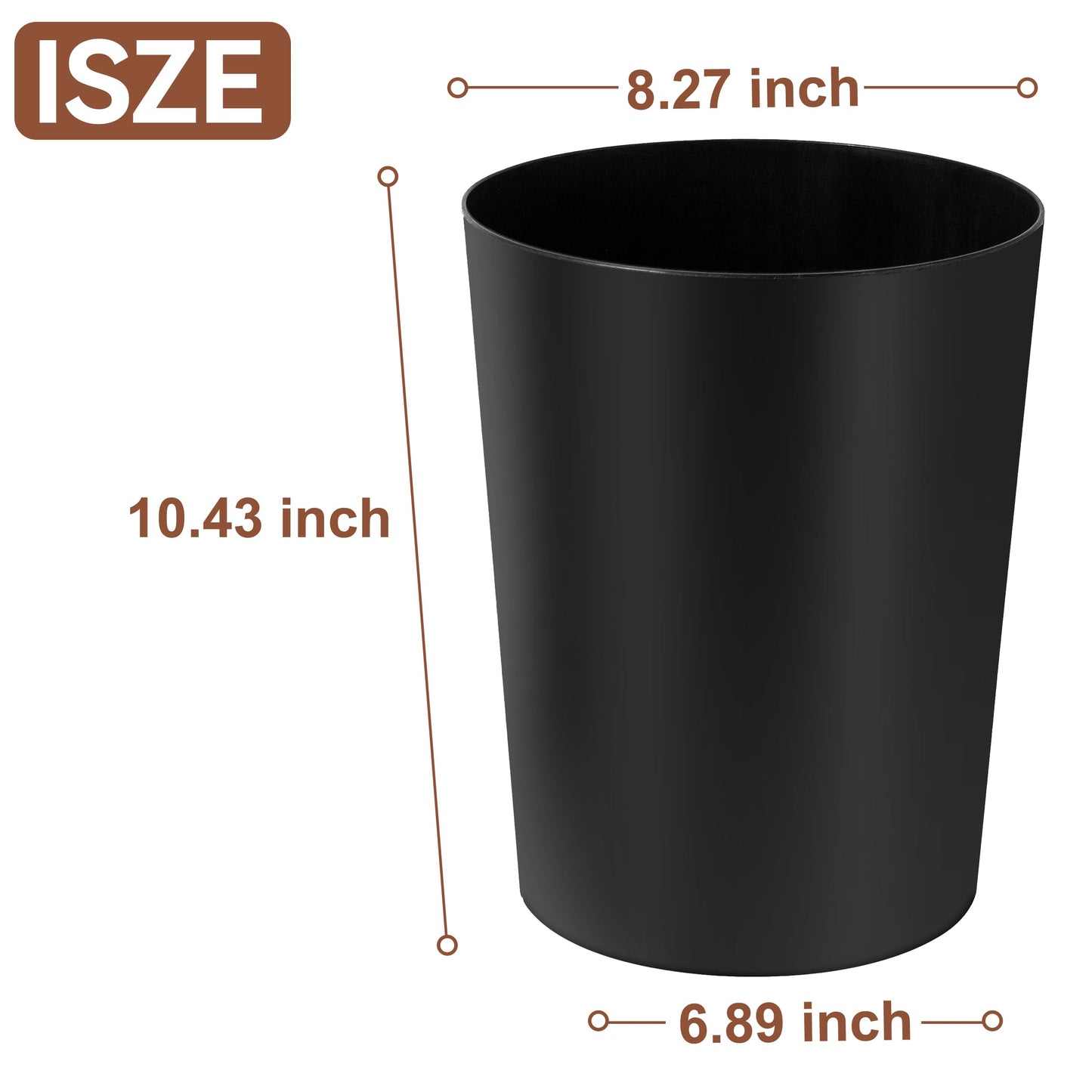 Soddeph 2.5 Gallon Trash Can,Plastic Garbage Recycling Bin,Waste Trash Bin,Round Container Bin Wastebasket forOffice,Home,Bathroom,Kitchen (Black, 1 Pack)