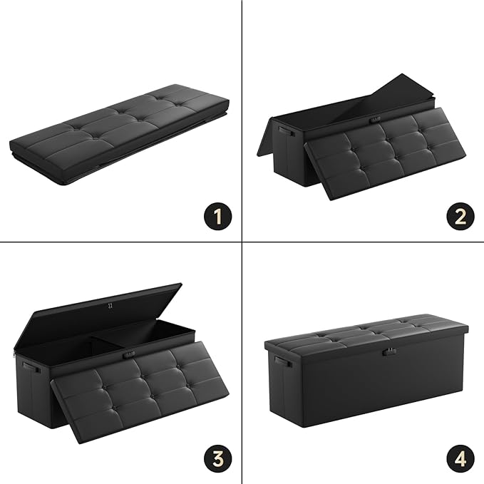 DocSafe Storage Ottoman Bench, Fireproof＆Waterproof Folding Bench