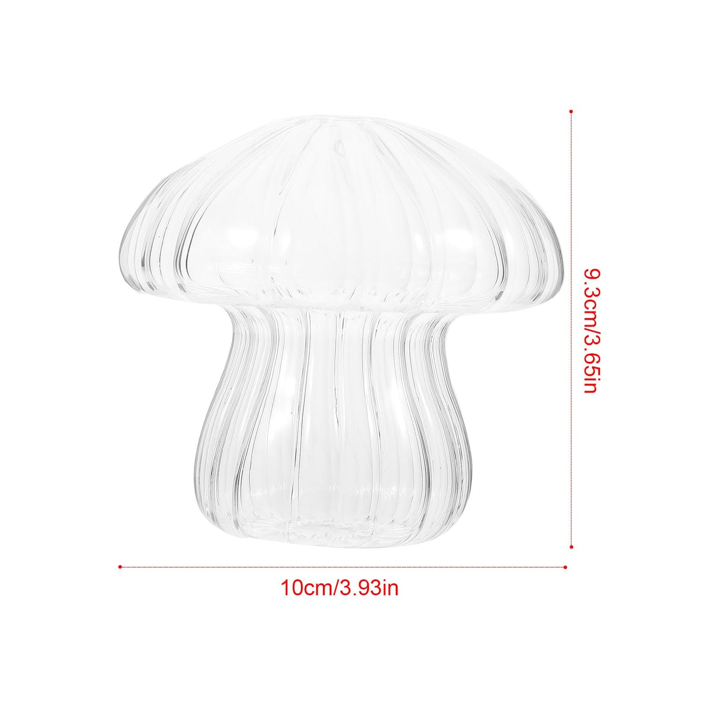 Cabilock Mushroom Shaped Glass Vase Hydroponic Flower Planter 10x10x9.3cm Decorative Home Tabletop Terrarium Vase for Indoor Plant Display