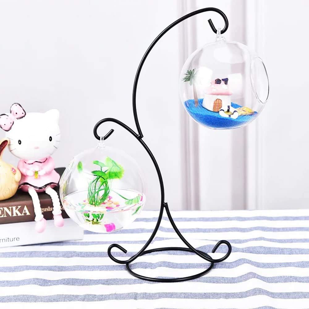 YEARCHY Ornament Display Hanger Rack Stand Hook Chrismas Ornament Party Decoration Holder Air Plant Flower Pot Hanging Terrarium Home Office Decoration (Black, 2)