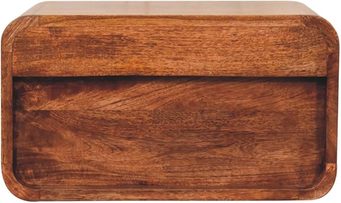 Furniture Solid Wood Curved Honey Caramel Wall Mounted Bedside