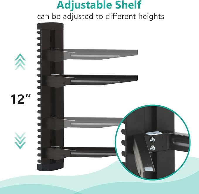 WALI Floating TV Shelf, 2 Tier Glass Projector Shelf
