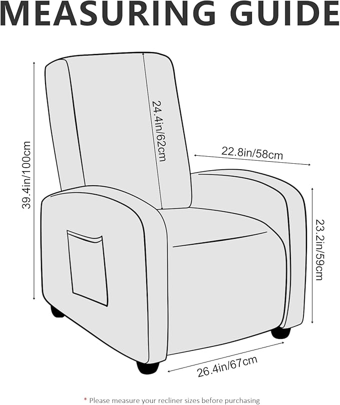 ANARACHON Recliner Chair Covers Leather Look Recliner Cover 4-Piece Slipcovers