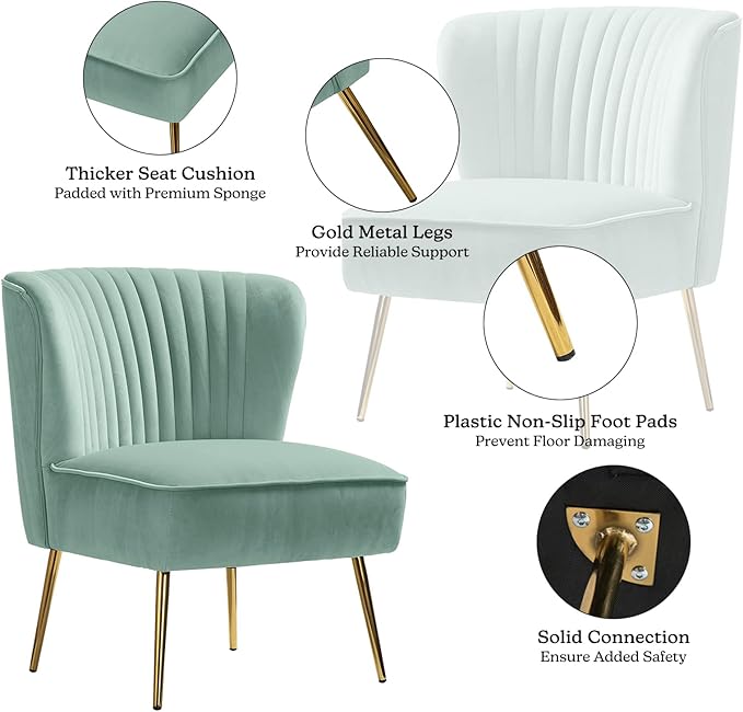 HULALA HOME Velvet Accent Chair, Modern Upholstered Cute Side Chair