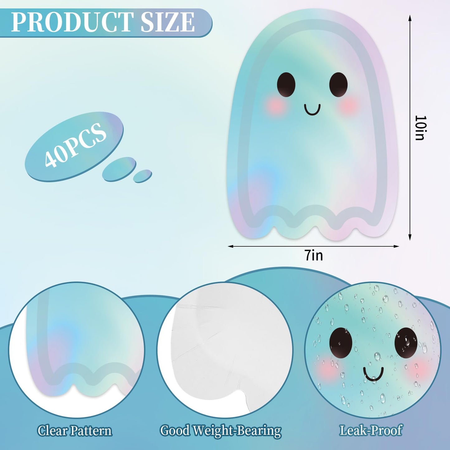 Whaline 40 Pcs Halloween Ghost Paper Plates Iridescent Cute Boo Disposable Plates Foil Ghost Halloween Party Tableware for Birthday Baby Shower Table Decor Supplies