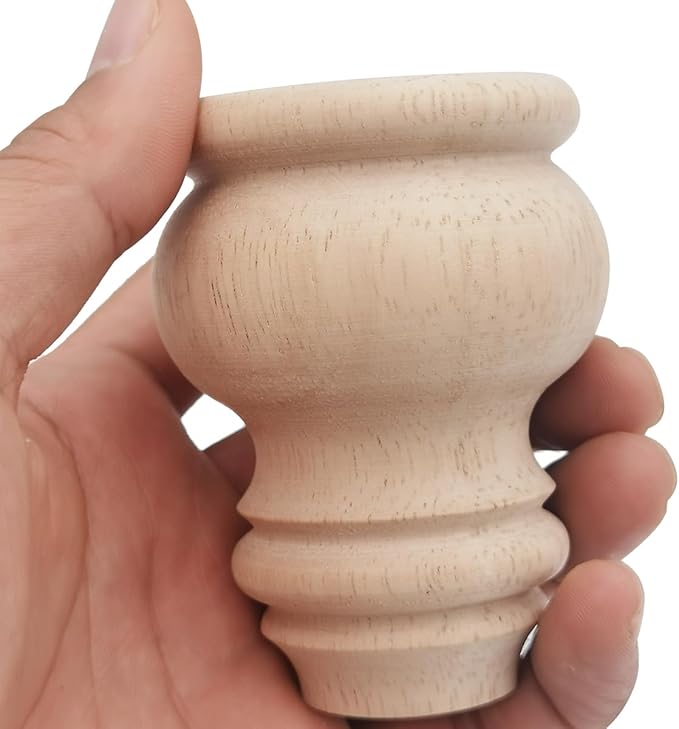 3" Tall Solid Wood Furniture Legs Unfinished Bun Feet