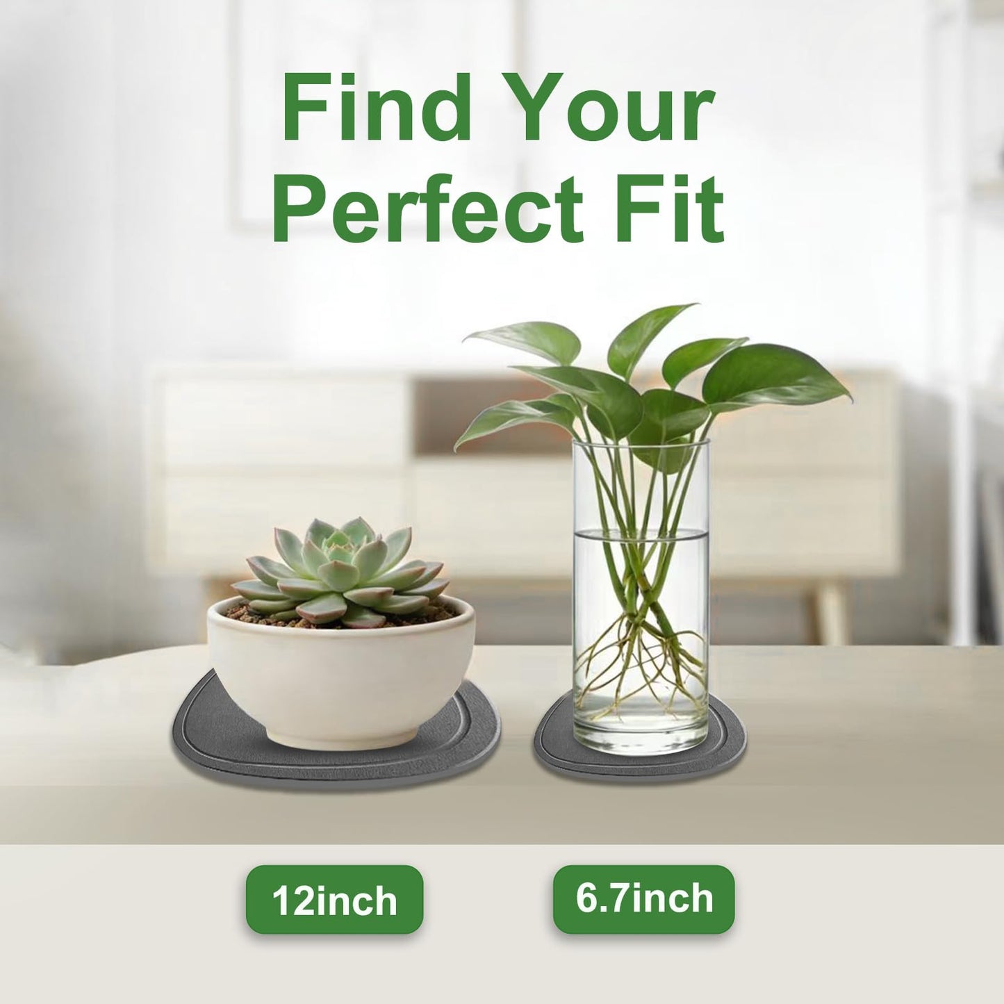 Plant Saucers for Indoors, 2 Pack 7 12 Inch Instantly Dry Diatomite Plant Drip Water Catcher Trays for Pots, Diatomaceous Earth Planter Drainage Saucers Plates to Catch Water for Flower and Plant Pot