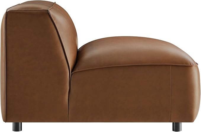 Modway Auren Vegan Leather Modular Armless Chair in Coffee
