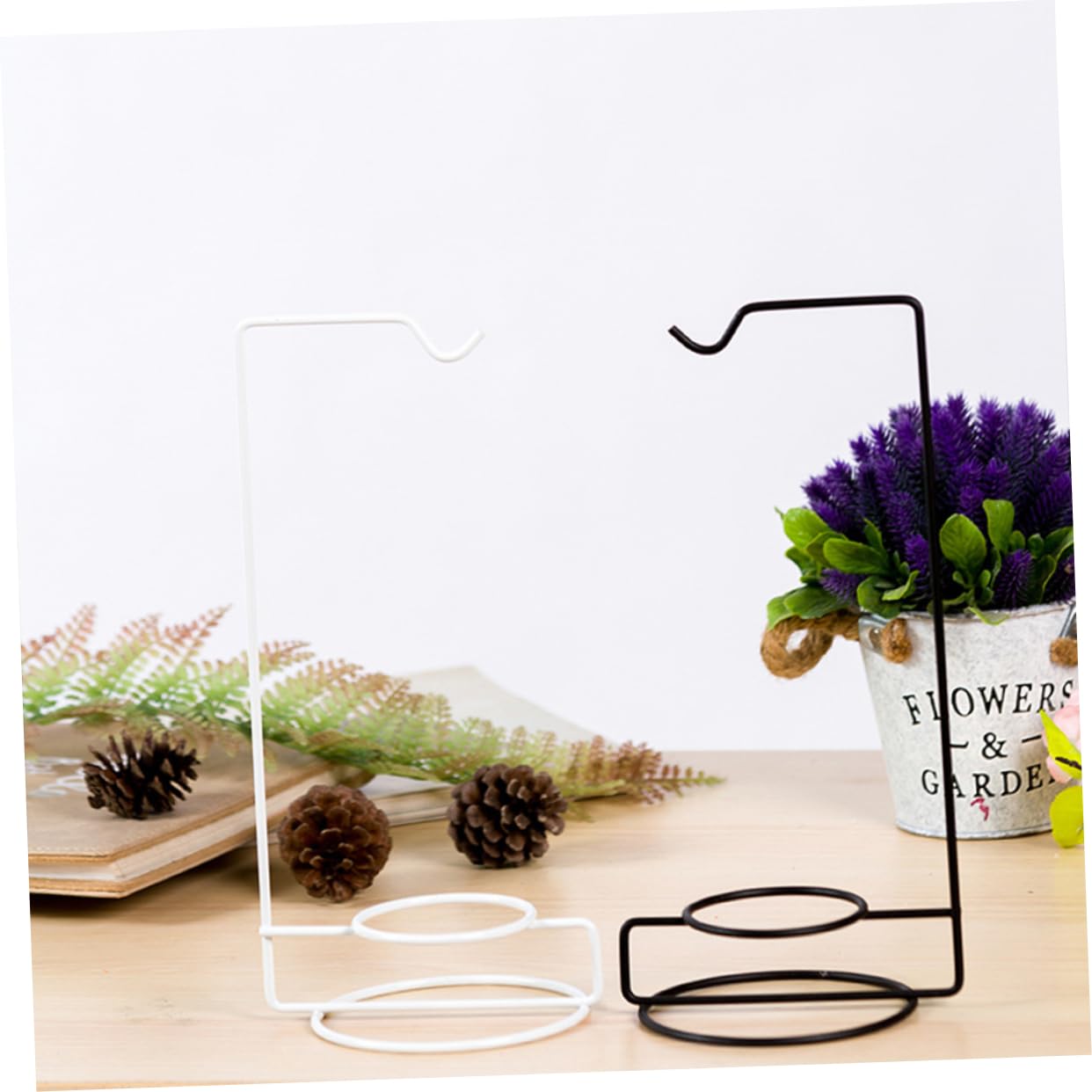 HAKIDZEL 5pcs Micro-Landscape Hydroponics Display Stand Glass Iron Plant Hanger Indoor Terrarium Decor
