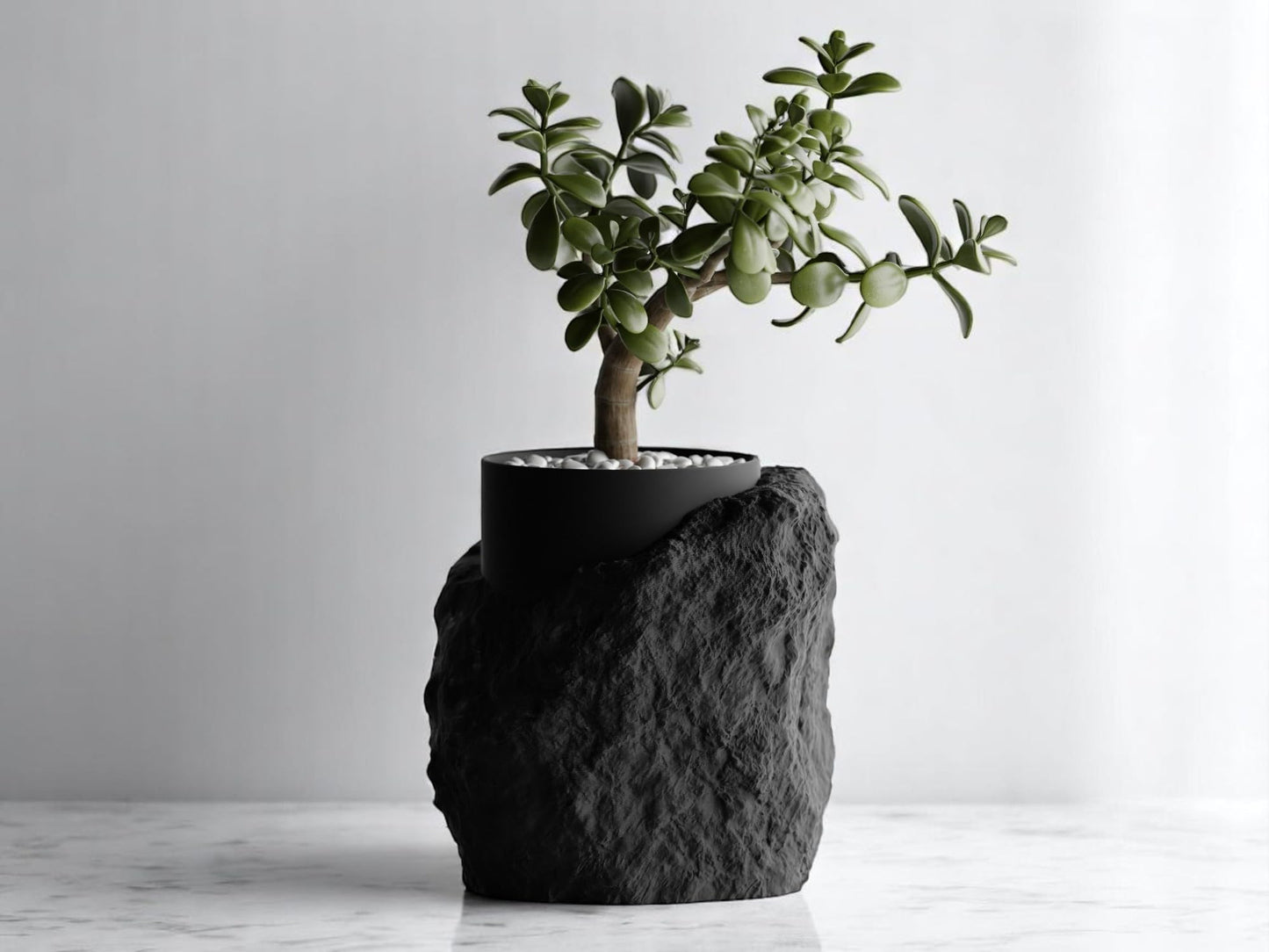 Gallery of Drip Realistic Stone-Inspired Garden Rock Planter – Unique Succulent and Indoor Plant Pot – Modern Flower and Outdoor Planters for Shelf Decor & Gifts (Black)