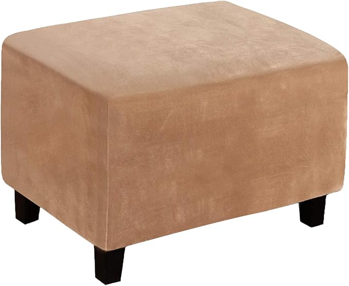 Ottoman Cover, Stretch Rectangle Velvet Ottoman Slipcovers of Foot Stool