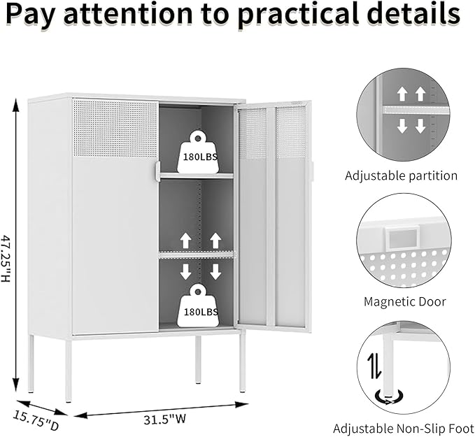 White Metal Storage Cabinet