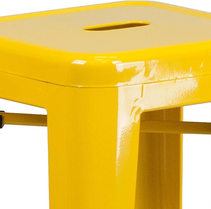 Flash Furniture Commercial Grade 30" High Backless Yellow Metal Indoor-Outdoor