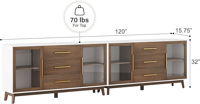BELLEZE Set of 2 Sideboard Buffet, 60‘’ Console Table