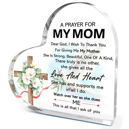 Pray Gifts for Mom,Church Plaque Gifts for Mom Thanksgiving Christmas Birthday,She Gives All The Love And Heart Sign Acrylic Plaque 4.5x4.5 Inches