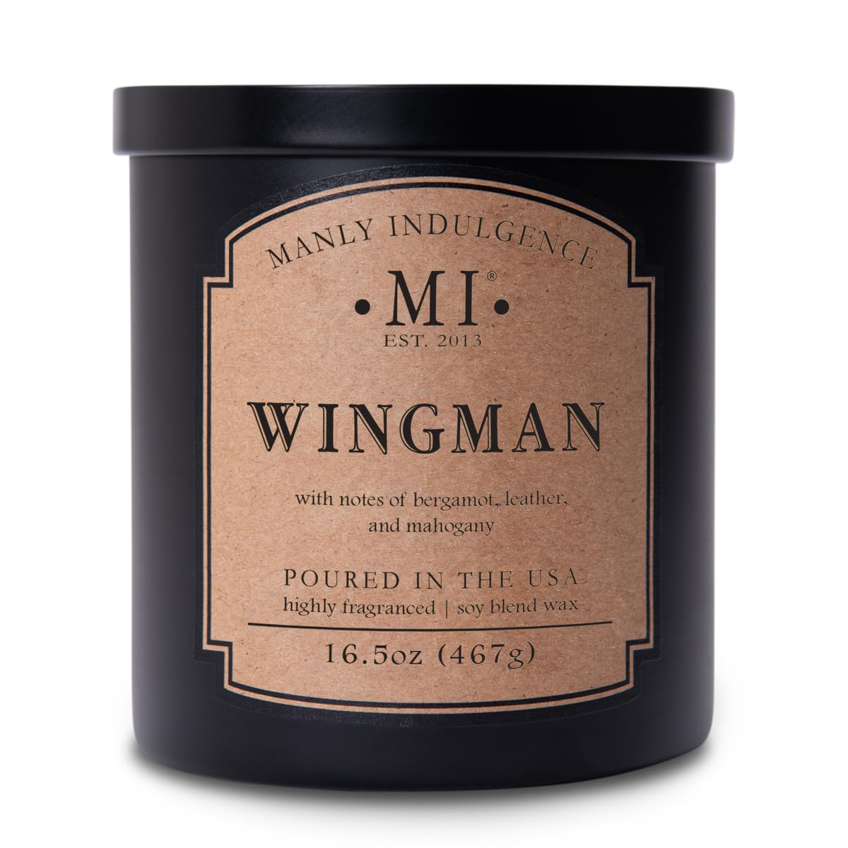 Manly Indulgence Wingman Scented Candles for Men, 2 Wick, 16.5 oz, Premium Soy Blend Wax, 60H Burn, Candles for Home Scented - Made in The USA