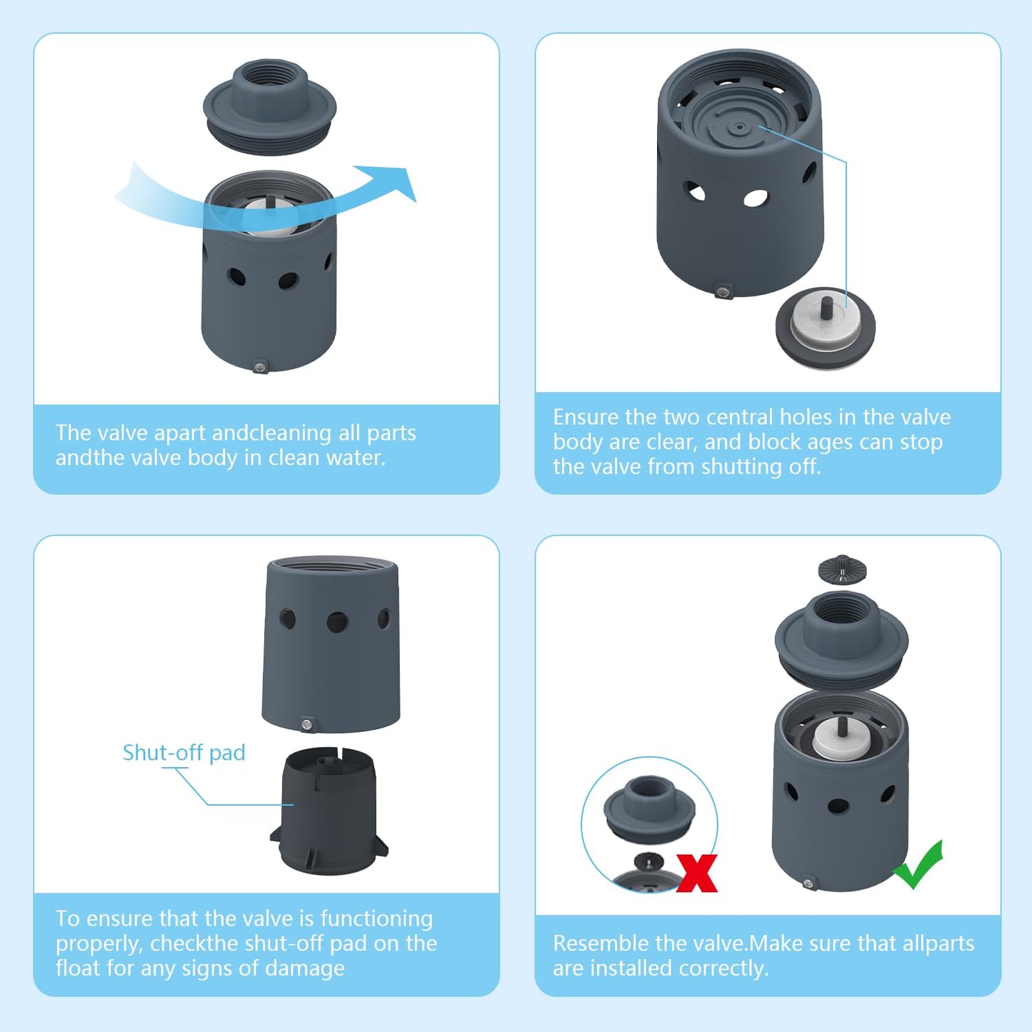 1" Float Valve for Water Tank, Automatic Water Level Control Valve, High Flow Fill Valve for Stock Tank, Livestock Water Trough, Pond & Pool, Nylon Resin, Auto Shut-Off