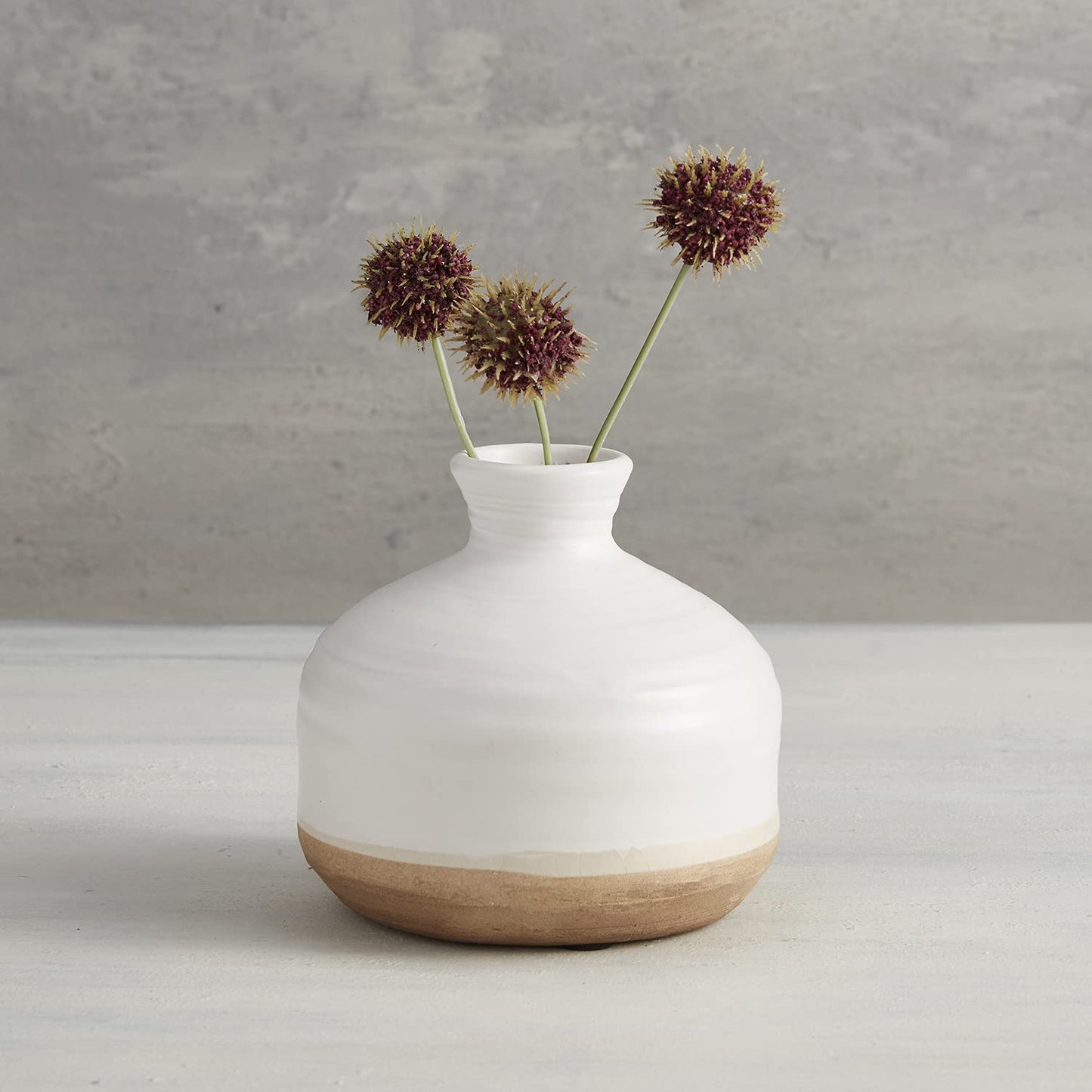 47th & Main Ceramic Planter Pot, 5.5" Tall, White/Brown