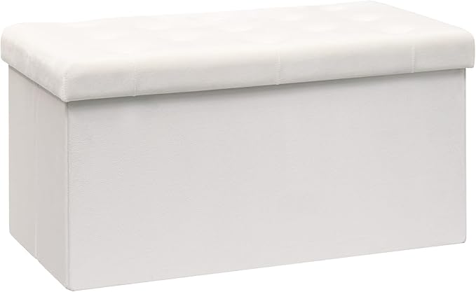 B FSOBEIIALEO Folding Storage Ottoman, Long Ottomans Shoes Bench, Velvet