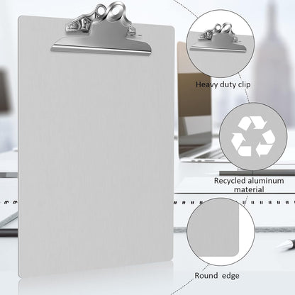 12 Pcs Metal Clipboard Heavy Duty Aluminum Clipboards 12 x 9 Inch Metal Clip Board with Low Profile Clip A4 Letter Size Document Holder for Office School Medical Jobsite Laboratory