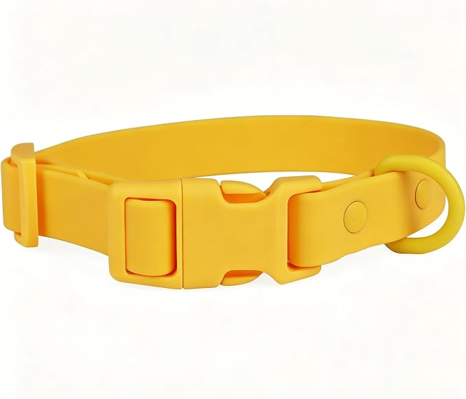 Ovale Waterproof PVC Dog Collar&Leash Set,Leash with Buckle.((M, Yellow) | Durable PVC Material Easy to Clean, Multi Ways to Wear Hand/Waist/Shoulder