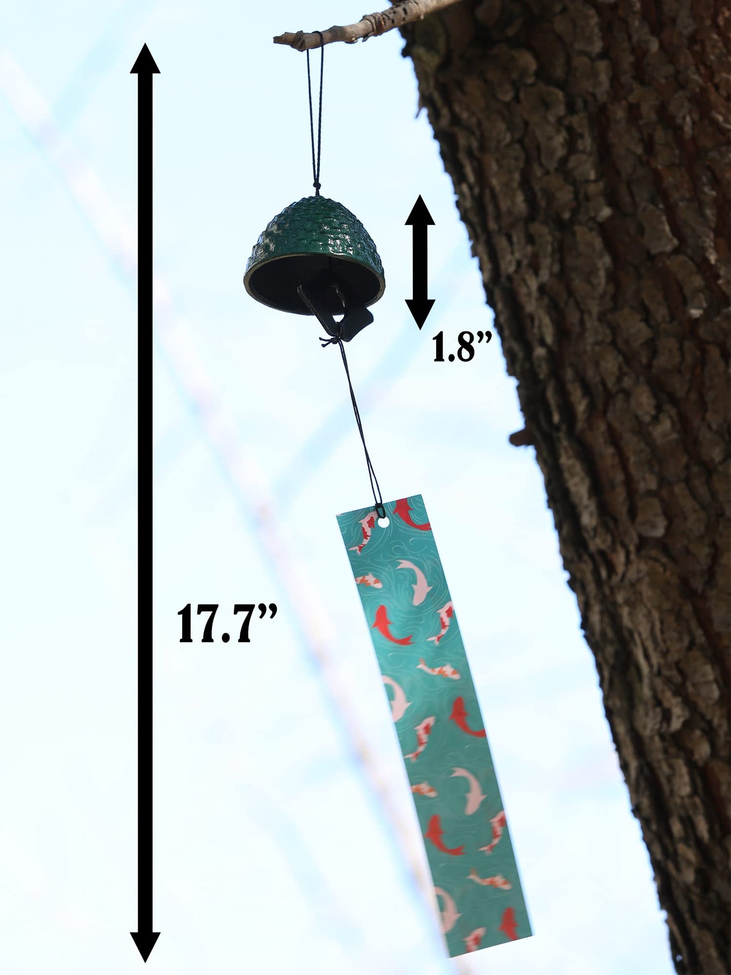 A.F.N.A.L Japanese Wind Chime Cast-Iron Outdoor Ornament for Garden, Patio & Balcony, Hanging Metal Wind-Bell Decoration Gift, Blessing Pendant Windchimes & PVC Wind-Catcher, Big Pine Cone