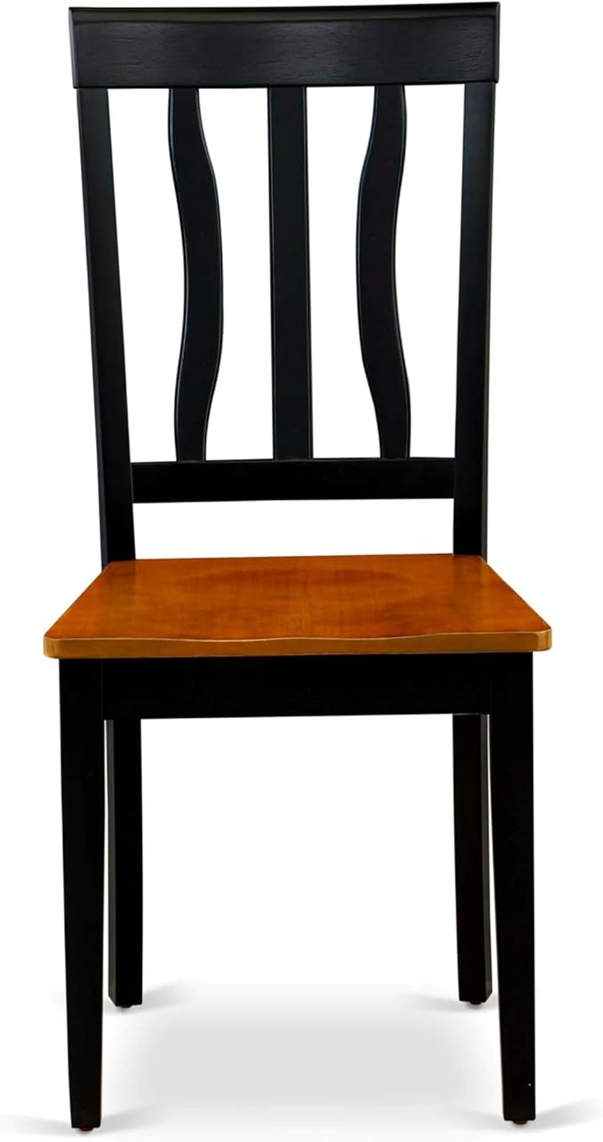 East West Furniture ANC-BLK-W Antique Kitchen Dining Chairs