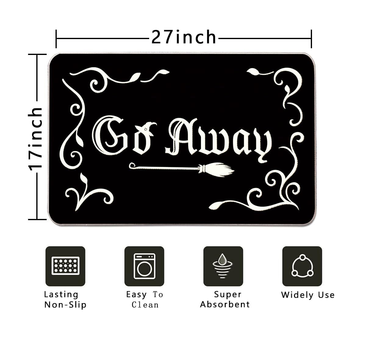 QIONG MENG Halloween Door Mat Rug Go Away Decorative Glow in The Dark Doormats Luminous Entrance Rugs Floor Front Mats for Luminous Farmhouse Home Kitchen Decor 17 x 27 Inch