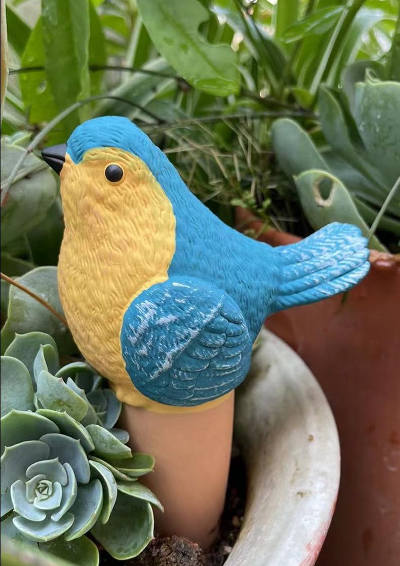 Qinsuikai 4 Pcs Bird Shape Plant Watering Globes, Terracotta Watering Spikes Suitable for Indoor and Outdoor, Vacation Self Watering Planter Insert (Bird)