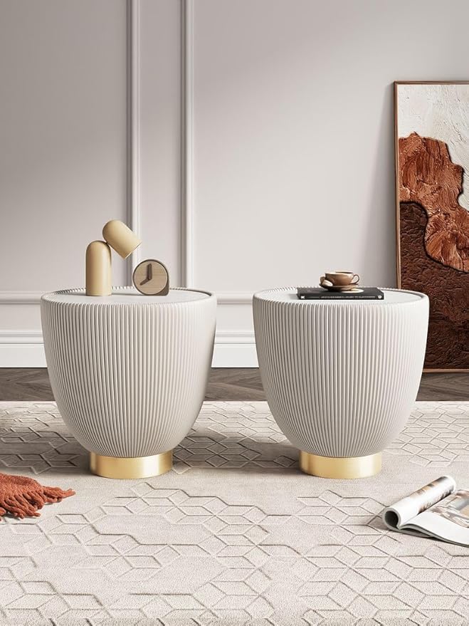 Manhattan Comfort Anderson Modern 18" Round End Table 2.0 | Ceramic Marble