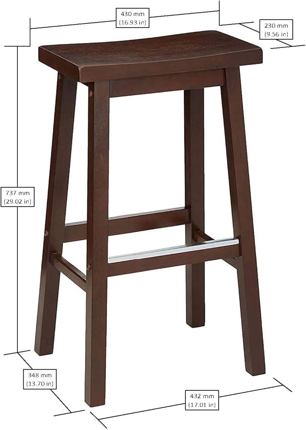 Amazon Basics Solid Wood Saddle-Seat Counter Height Bar Stools