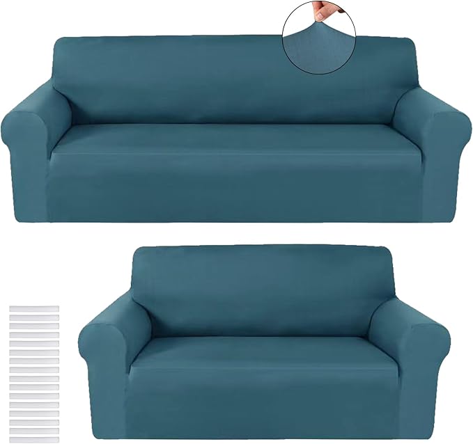 Peryiter 2 Pcs Sofa Covers Couch and Loveseat Covers Set Stretch Sofa Slipcover