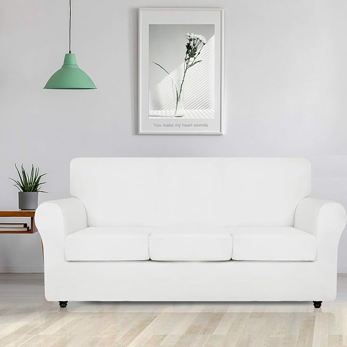 ZNSAYOTX Oversized Velvet Couch Cover 4 Piece Stretch Sofa Covers