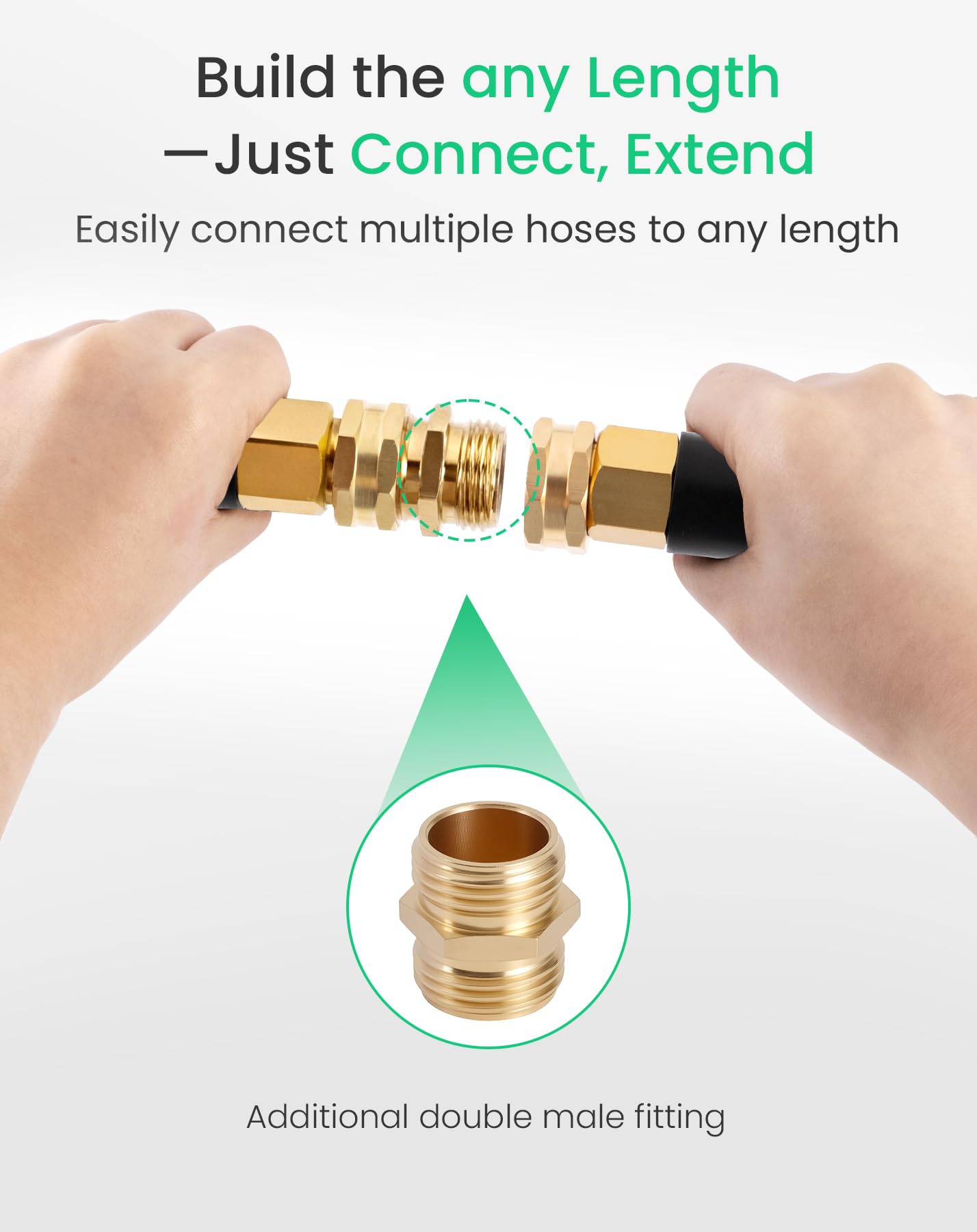 Cesun Short Garden Hose 3 ft with Female to Female Connector, Small Metal Leader Hose, Drinking Water Hose, Flexible, Lightweight Stainless Steel Water Pipe for RV, Outdoor, Yard, 3ft x 5/8"