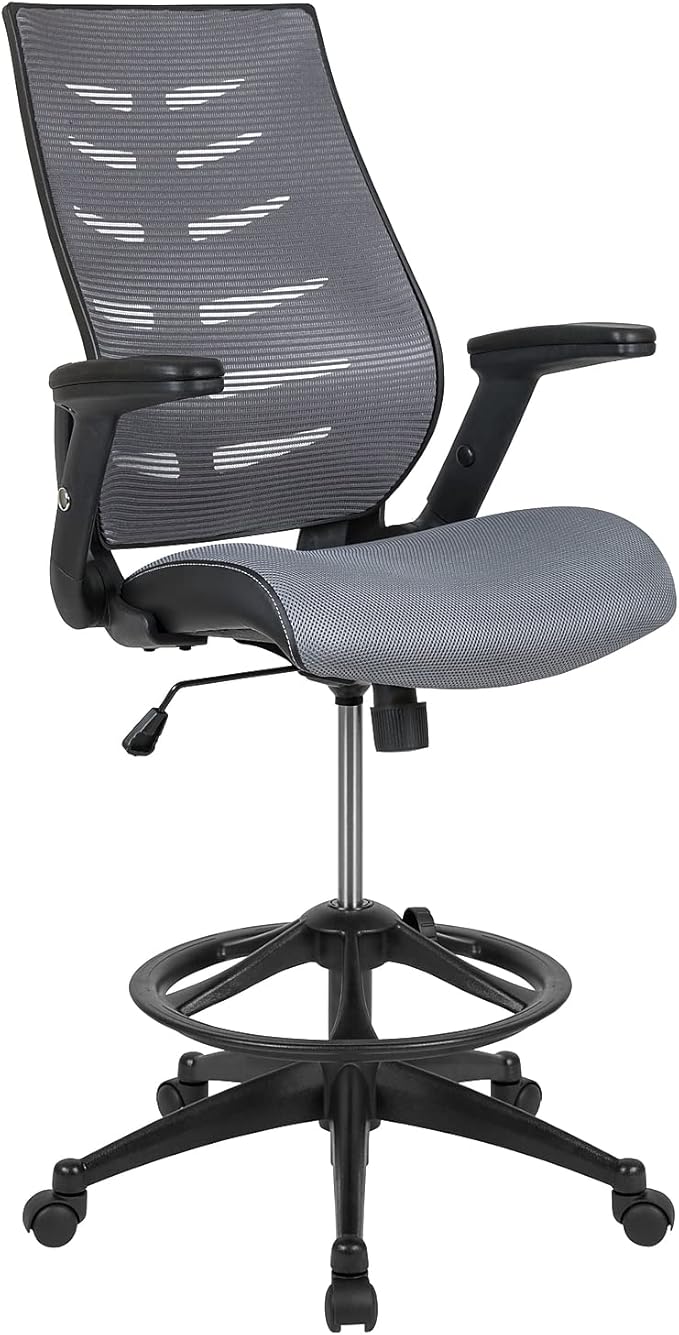 Flash Furniture Kale High Back Dark Gray Mesh Spine-Back Ergonomic Drafting