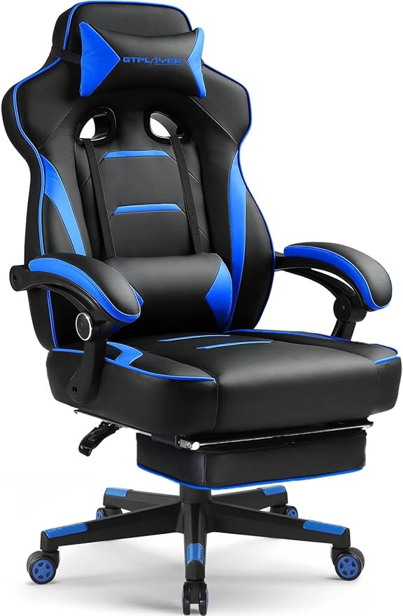 GTPLAYER Gaming Chair with Footrest, Big and Tall Game Chair 350lb Racing Style