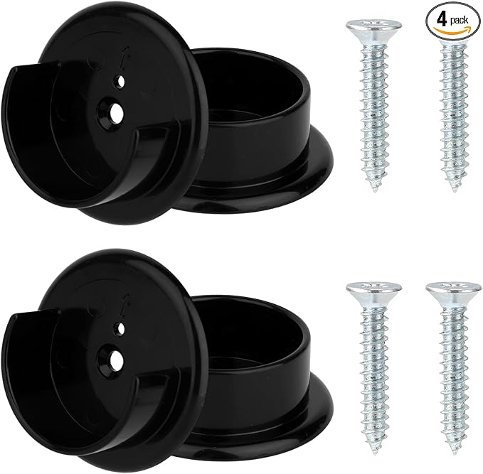 4pcs Closet Rod Holders, Plastic Closet Pole Sockets for 1-3/8" Rods Wardrobe Tube Support Bracket with Screws for Home Bathroom Curtain Clothing Store (Black)