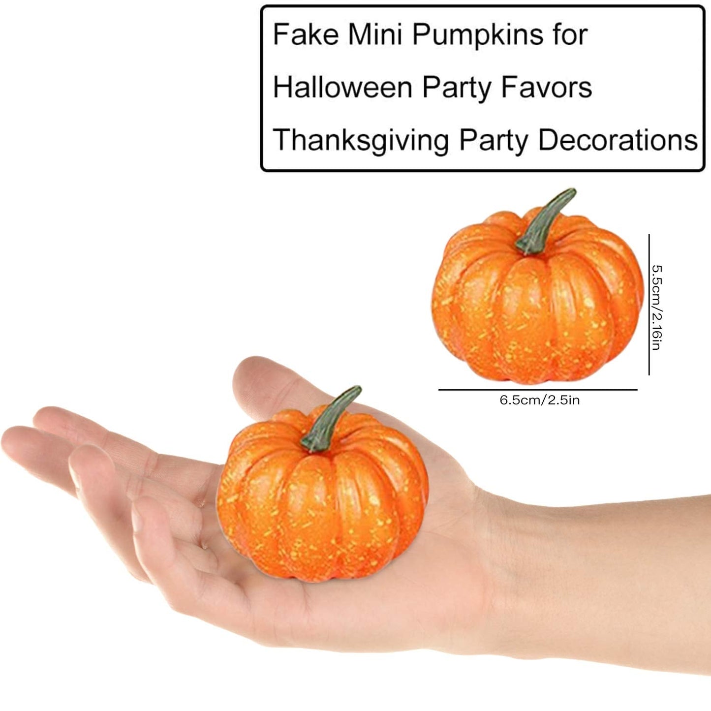 Lainrrew 12 Pcs Mini Artificial Pumpkins, Fall Harvest Simulation Pumpkins Decor Fake Fruit Home Decor for Halloween Thanksgiving Party Decorations (Orange)