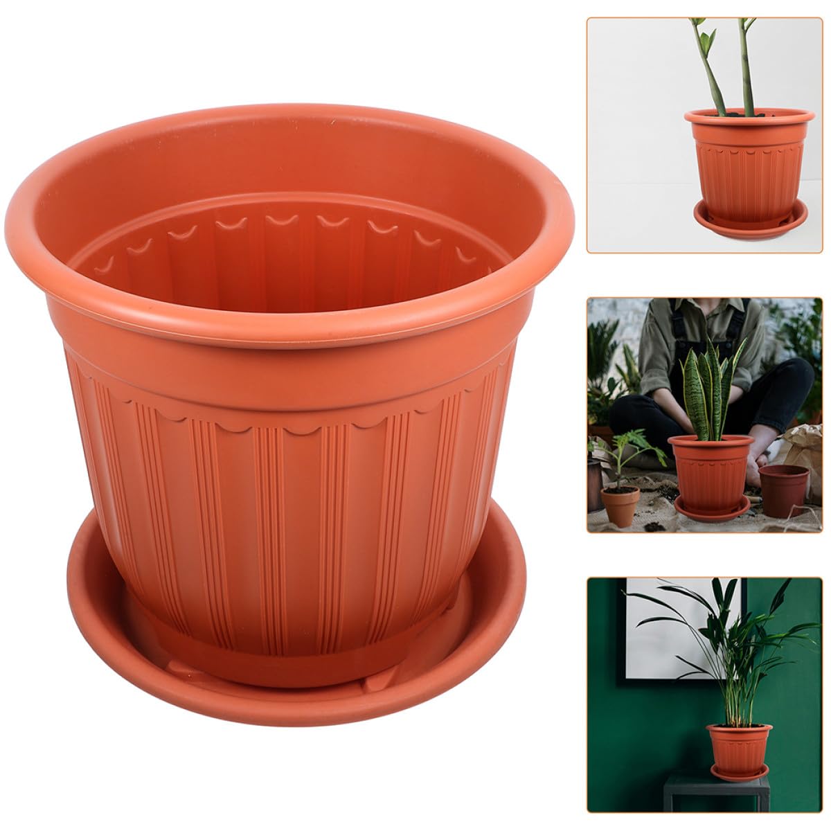 JOINPAYA Roman Column Flower Pot 8.26 Inch Resin Planter for Indoor Plants Succulents Small Flowers Lightweight European Style Garden Decor