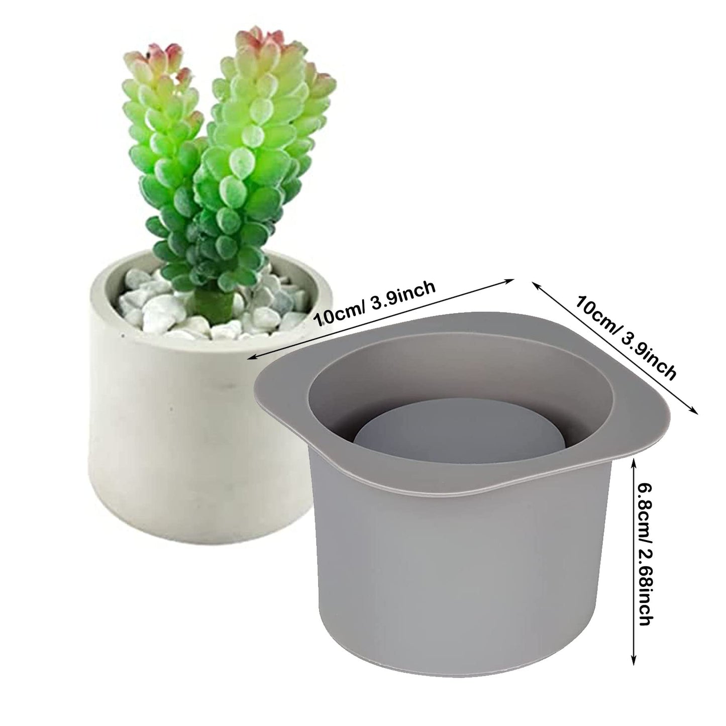 Yayatty Flowerpot Silicone Molds, 2 PCS Silicone Molds for Concrete Flower Pots, Square and Round Double-Layer Design Concrete Pot Molds for DIY Homemade Succulent Planters Gardening Pots