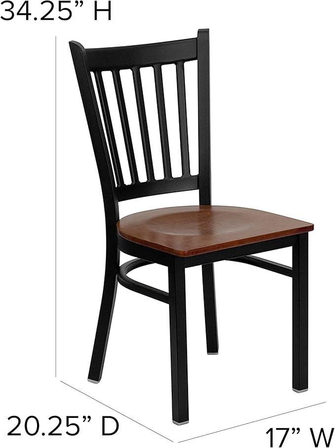 Flash Furniture 4 Pack HERCULES Series Black Vertical Back Metal Restaurant