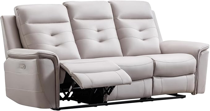 ANJ Power Oversized Reclining Sofa Couch, Breathable Faux Leather 3-Seater